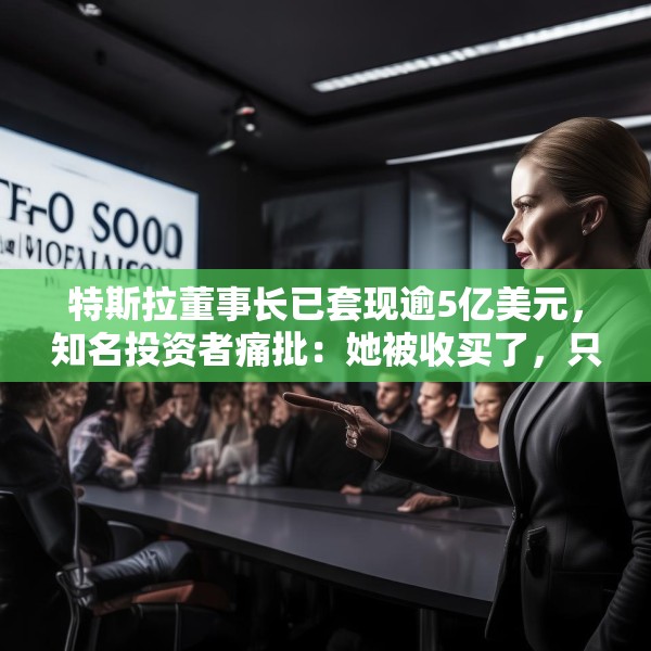 特斯拉董事长已套现逾5亿美元，知名投资者痛批：她被收买了，只代表马斯克