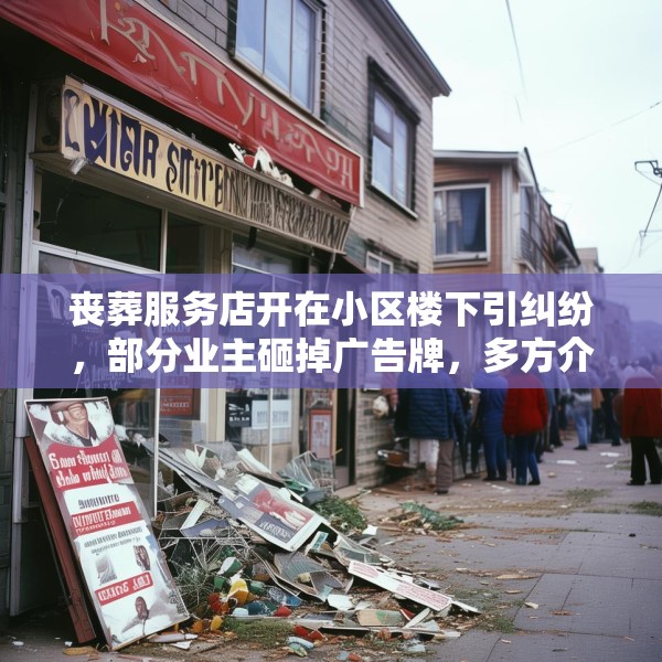 丧葬服务店开在小区楼下引纠纷，部分业主砸掉广告牌，多方介入