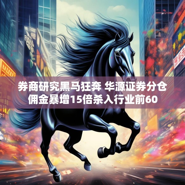 券商研究黑马狂奔 华源证券分仓佣金暴增15倍杀入行业前60