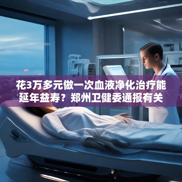 花3万多元做一次血液净化治疗能延年益寿？郑州卫健委通报有关查处情况