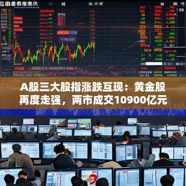 A股三大股指涨跌互现：黄金股再度走强，两市成交10900亿元
