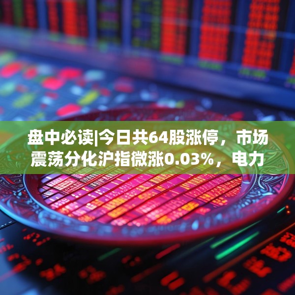 盘中必读|今日共64股涨停，市场震荡分化沪指微涨0.03%，电力、银行表现活跃