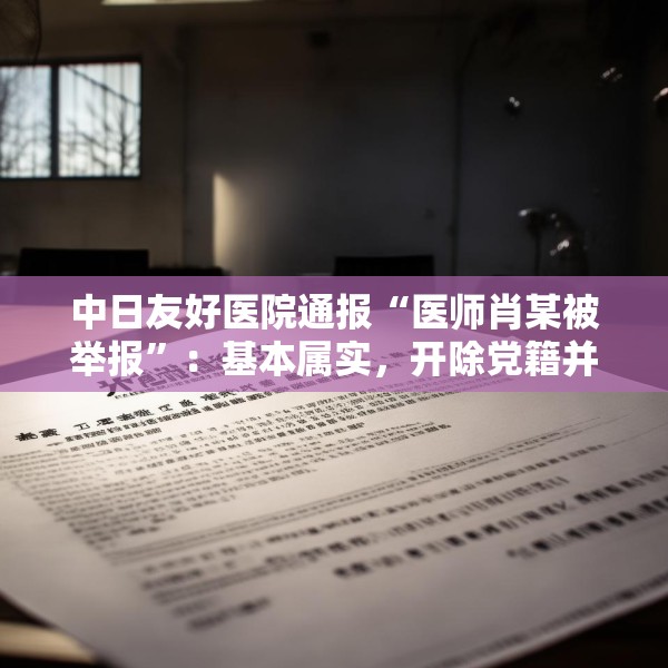 中日友好医院通报“医师肖某被举报”：基本属实，开除党籍并解聘