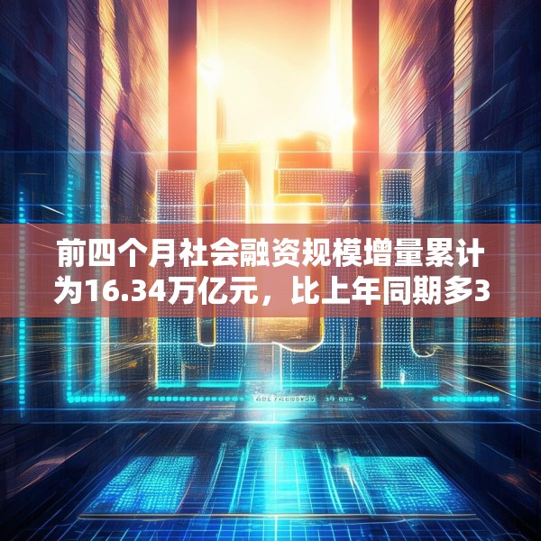 前四个月社会融资规模增量累计为16.34万亿元，比上年同期多3.61万亿元