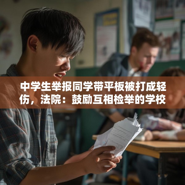 中学生举报同学带平板被打成轻伤，法院：鼓励互相检举的学校应担责三成