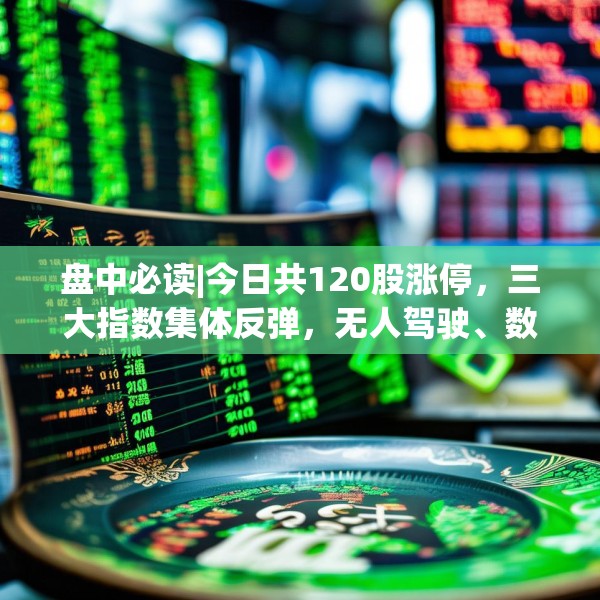 盘中必读|今日共120股涨停，三大指数集体反弹，无人驾驶、数字货币概念集体大涨