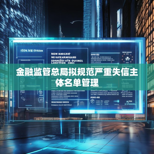 金融监管总局拟规范严重失信主体名单管理