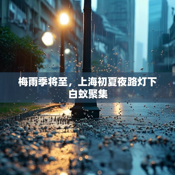 梅雨季将至，上海初夏夜路灯下白蚁聚集